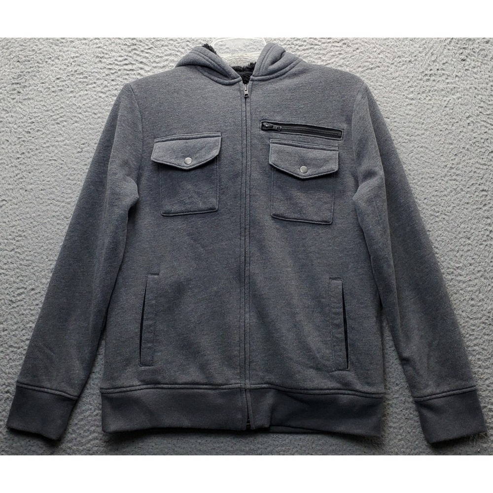 Urban Pipeline Hooded Jacket Womens Large Gray Sherpa Lined Cozy Warm Zip Up EUC